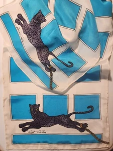 Vintage Gant Gaither Black Leopard Panther Silk Oblong Scarf - 58 x 13 - Picture 1 of 7