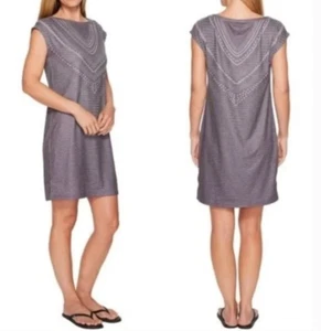 PRANA Sanna Geometric Polka Dot Shift Summer Dress Gray Size L - Picture 1 of 8