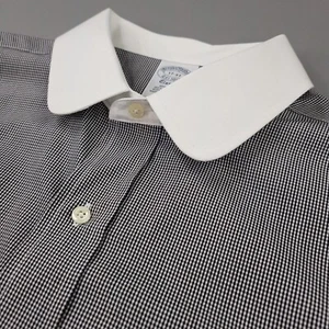 Brooks Brothers Shirt Mens Extra Large 17 37 Black Gingham Club Collar Classic - Picture 1 of 12