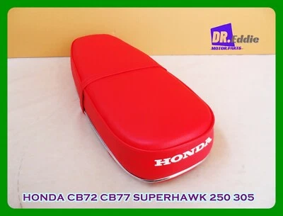Fit Honda Superhawk CB72 CB77 Plain Red Double seat & Chrome Trim  (BI3511) - Image 1 of 4