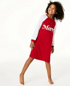 Family PJs Pajamas Merry Christmas girls xs 4/5 4 5 nightgown sleep shirt - Picture 1 of 1