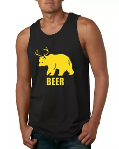 Camiseta sin mangas gráfica Beer Bear Ciervo divertida fiesta juego de palabras beber para hombres - Imagen 1 de 5
