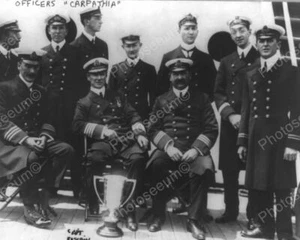 Officers Of Carpathia Pose With Cup 8x10 Reprint Of Old Photo - Picture 1 of 1