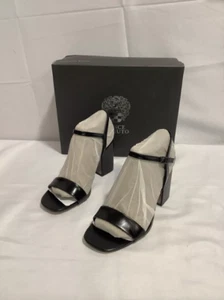 Women's Size 8 Vince Camuto Herrica Black Strappy Block Heel Adjustable Sandals - Picture 1 of 8