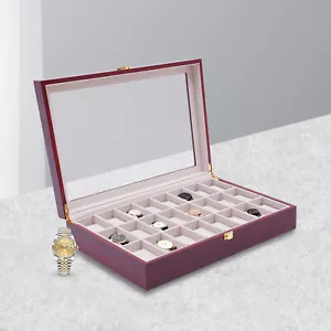 24 Slot Wood Box Watch Holder Storage Display Case Jewelry Large Storage Space - Bild 1 von 12
