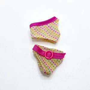 Glam Beach K8383 Doll Swimsuit Top And Bottoms Yellow Pink Polka Dot (Read - Picture 1 of 4