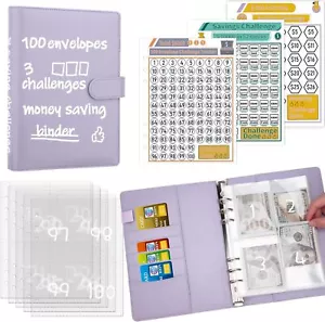 Antner 100 Envelopes Challenge Binder Money Savings Challenges Book to Save - Picture 1 of 3