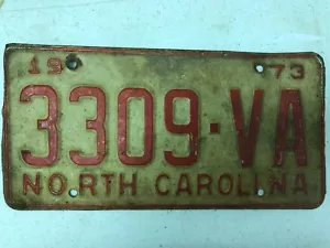 1973 NORTH CARLINA License Plate 3309-VA - Picture 1 of 1