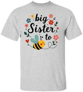 Big Sister to Bee Design - Heart & Bumblebee Details, Cute Announcement Youth T- - Picture 1 of 15
