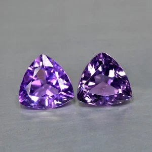 5.76Ct (2Pcs) Trillion Cut_ Incredible Natural Purple Amethyst _ Brazil - Picture 1 of 1