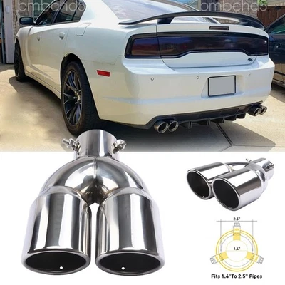 Rear Car Dual Exhaust Muffler Tip Tail Pipe Steel For Dodge Charger RT SRT SXT Foto 1 de 4