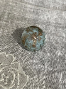 Vintage 7/8" Glass Paperweight Button Metal Shank Blue W Goldstone 104-4 - Picture 1 of 7