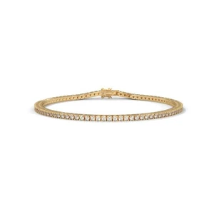 7' Inch Long Tennis Wedding Bracelet Solid 14K Yellow Gold 4 CT Round Cut VVS1 - Picture 1 of 7