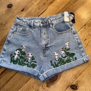 Her Universe Studio Ghibli Prinzessin Mononoke Kodama bestickte Jeansshorts 3 - Bild 1 von 13
