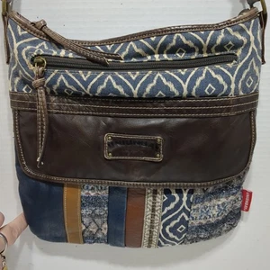 Union Bay Crossbody Purse Y2K 2000s Beige Patchwork Vegan Leather Sparkle - Picture 1 of 7