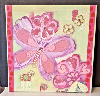 Arte impreso en lienzo Colleen Karis Designs Liesl 2016 largo rosa mariposa enmarcado Foto 1 de 4