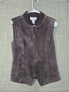 Linea by Louis Dell'Oile Vest 100% Suede Brown Small - Picture 1 of 7