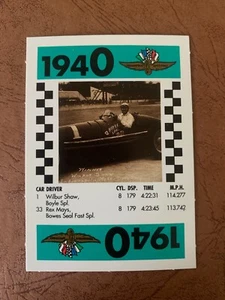 WILBUR SHAW 1991 Indy 500 75th Anniversary Game Card  IndyCar - Picture 1 of 2