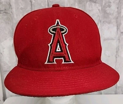 Angels Logo Red New Era On Field MLB Cap Mens Fitted 7 5/8 Hat - Image 1 of 4