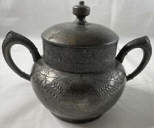 Antique Victorian E.G. Webster & Son Quadruple Silver Plated Sugar Bowl w/ Lid