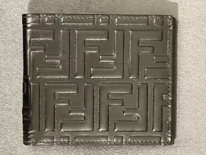 FENDI black FF embossed leather wallet men - Picture 1 of 4