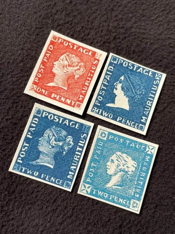 Mauritius 1848 "Post Paid" Issue 1d & 2d Set MNH Modern Reproduction Stamp sv Cover