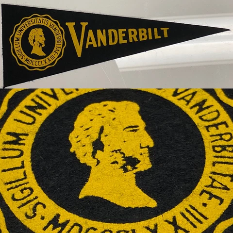 Vintage Vanderbilt Commodores Tennessee University 3.5x9.75 Mini Pennant Cover