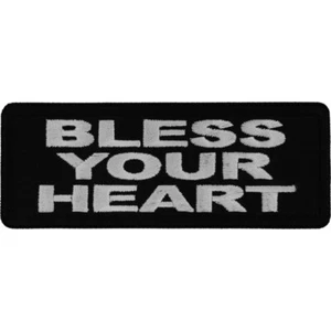 Benedici il tuo cuore ricamato cucito su ferro su biker toppa biker divertente - Foto 1 di 3