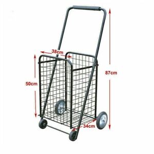 Shopping Trolley Cart Steel Foldable Bag Luggage 4 Wheels Basket Grocery 20kg 