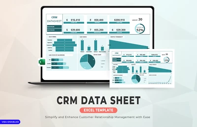 Scheda tecnica CRM Modello Excel - Semplifica le tue vendite e gestione clienti, CRM - Immagine 1 di 4