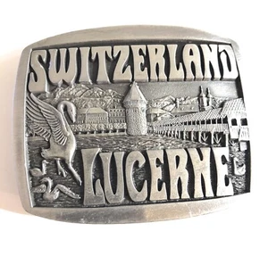 Schweiz Gürtelschnalle silberfarben Luzern Vintage Metall - Bild 1 von 7