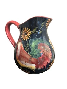 Certified International Susan Winget Sunrise Vintage Pitcher, Rooster Sunflowers - Picture 1 of 4
