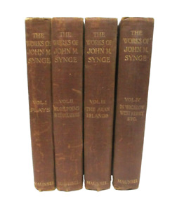 The Works Of John M. Synge vintage 1910 volumes 1 - 4 staging or reading HC lot