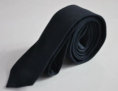 Men Women Dark Navy Blue Skinny 100% Cotton Hand Made Necktie Neck Tie - Image 1 of 2