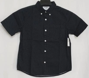 Old Navy Boy's M Built-In Flex Stretch Shirt Blue Navy Printed Short Sleeve~ New - Picture 1 of 4