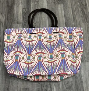 Jon Marro For Lulu Dharma Tribal Print Burlap Woven Canvas Large Tote Bag - Picture 1 of 15