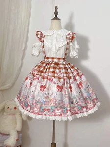 Juego para mujer Rose Garden Rabbit manga corta camisa blusa y falda saltadora Lolita - Imagen 1 de 13