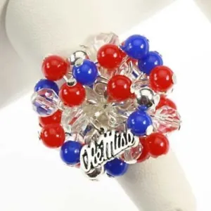 Ole Miss Rebels Royal/Red  Game Day Team Color Bauble Stretch Ring - Picture 1 of 2
