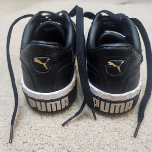 PUMA Black Leather Low Top Sneaker Shoes Womens 8 - Picture 1 of 10