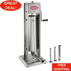 15 lb. Vertical Manual Commercial Sausage Stuffer with Stainless Steel Funnels  - Picture 1 of 12