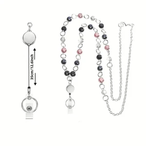 Beads Adjustable Lanyard Name Tag ID Badge Card Clip Case Neck Strap Rope Holder - Picture 1 of 8