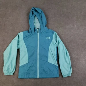 The North Face Windbreaker Youth Girls XS 6 Blue Zip Hooded Jacket Lightweight Z - Picture 1 of 15
