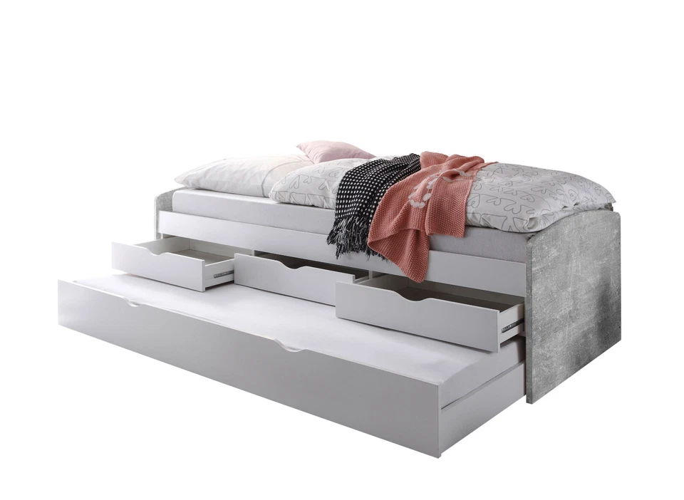 Letto singolo con letto estraibile NELE in laminato. LAP 206x64x96 cm. - Immagine 1 di 1