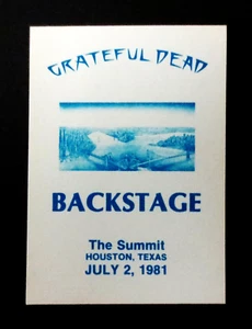 Grateful Dead Backstage Pass Houston Texas The Summit HOU TX 7/2/81 7/2/1981 GD - Picture 1 of 12