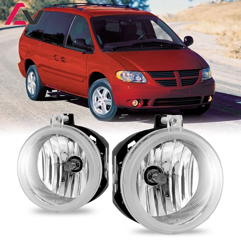 For Dodge Grand Caravan 2005-2008 Clear Pair Bumper Fog Lights Replacement Lamp - Image 1 of 4
