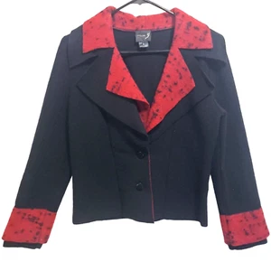 Blazer Tib Design Fieltro Lana Negro Rojo Arte para Usar Chaqueta Montreal Boho XS - Imagen 1 de 16