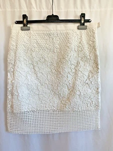Tibi weißer Rock mit Ösen und Spitze - Größe 8 Medium - Bild 1 von 4