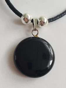 ONYX Natural Gemstone 20mm ROUND Disk Chakra Healing Pendant Necklace Jewellery - Picture 1 of 1