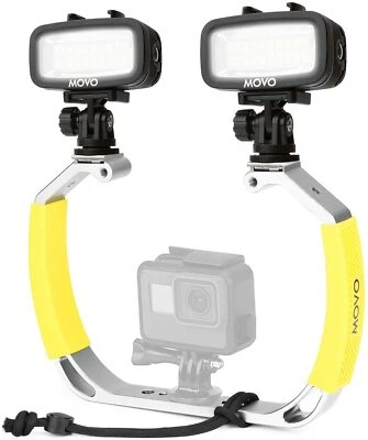 Movo XL Underwater Scuba Diving Rig Bundle w/ 2 Waterproof LED Lights for GoPro