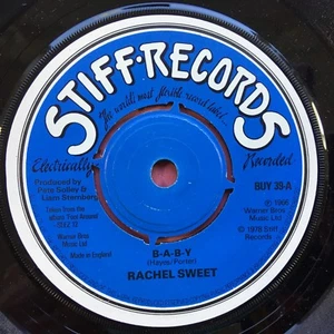 Rachel Sweet - B-A-B-Y / Suspended Animation - Stiff Records BUY-39 Ex Zustand - Imagen 1 de 3